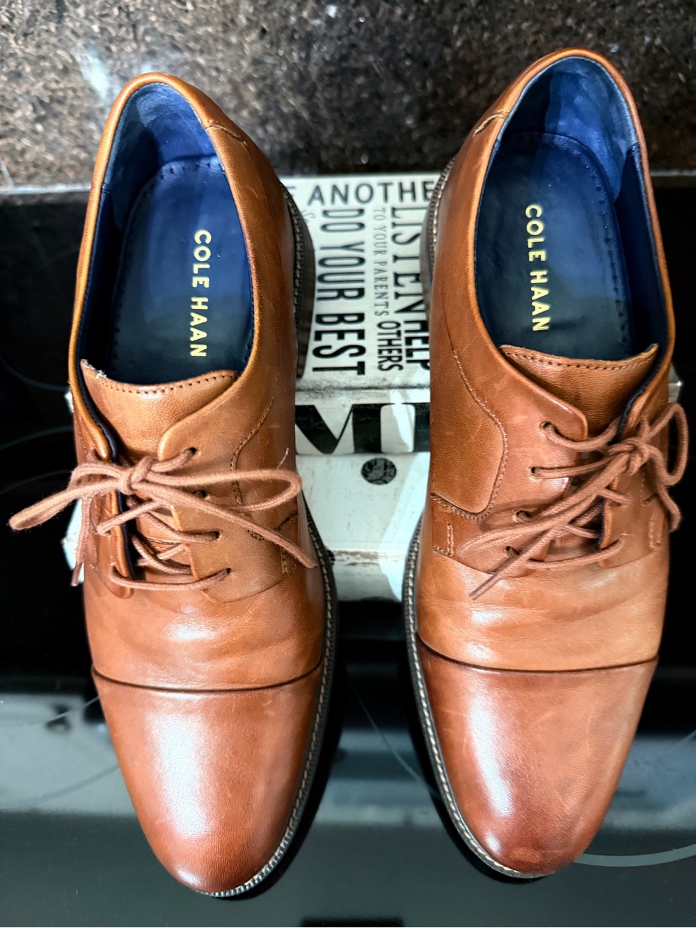 Cole Haan Tan Brown Leather Oxford Lace-Up Shoes Grand 0S
